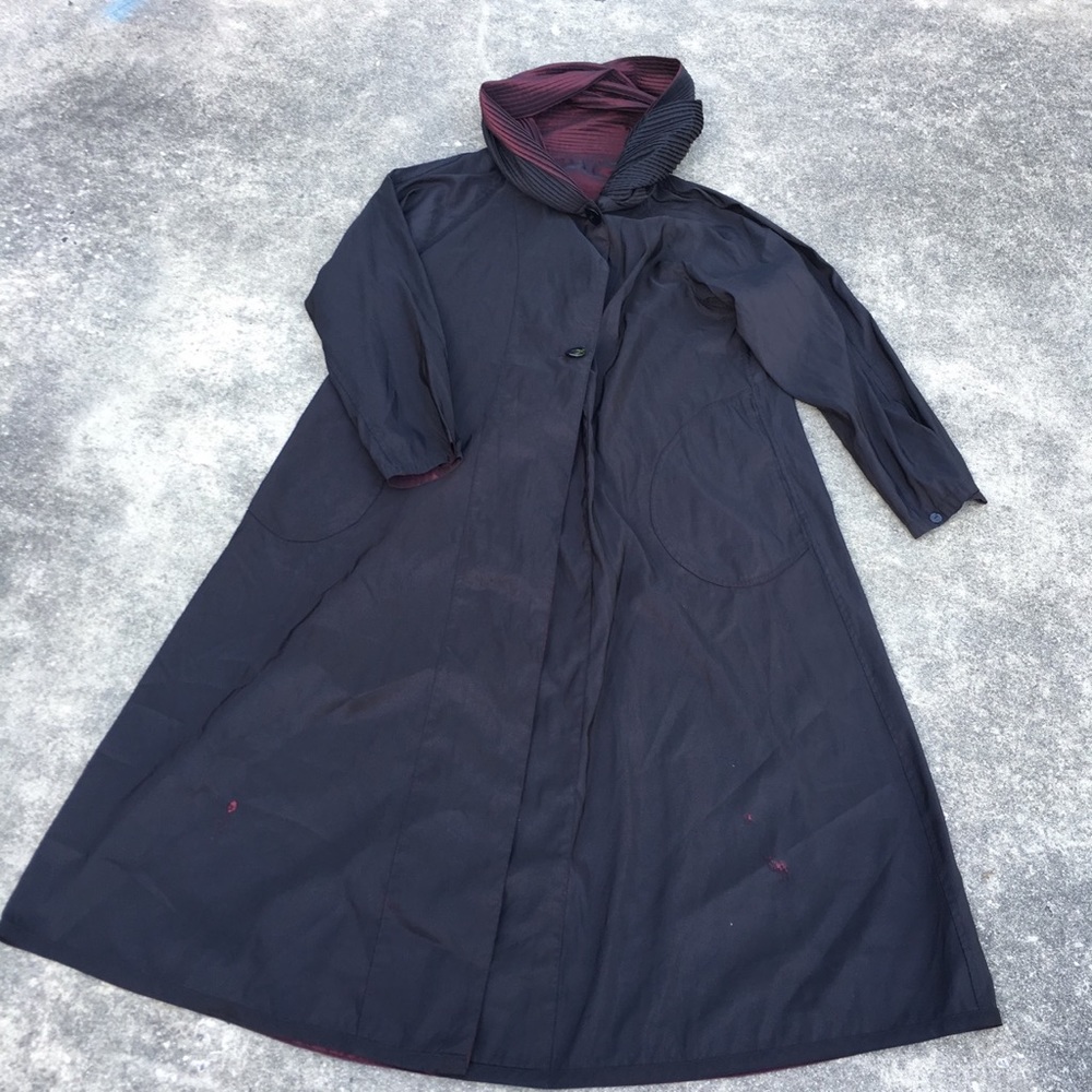 Silky Reversible Long Witchy Cape Robe Jacket - Picture 4 of 8